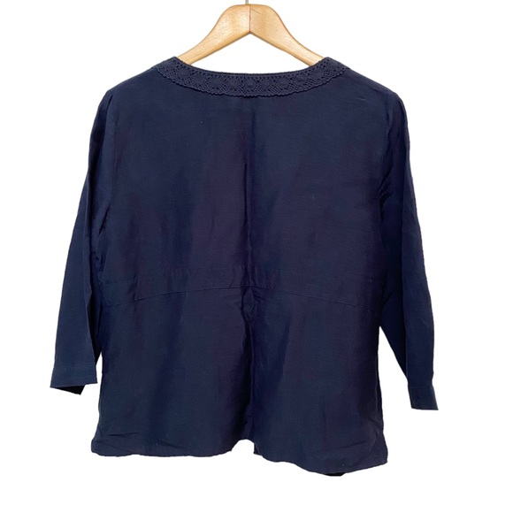 Reitmans Linen Rayon Blend Tie Front Blouse, Size L - Picture 2 of 6